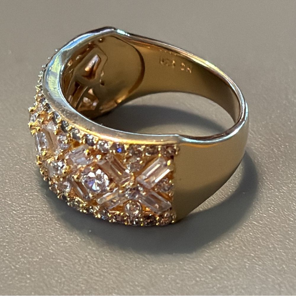 Gold Over Solid Sterling Silver Cz Ring - image 6